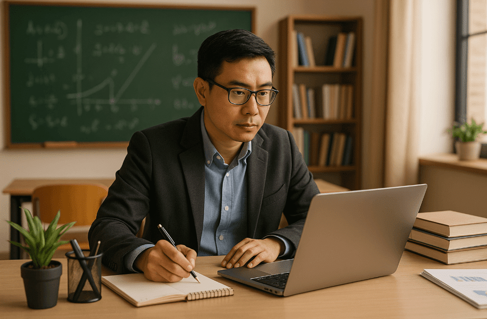 Man working on laptop contemplating salary increase strategies