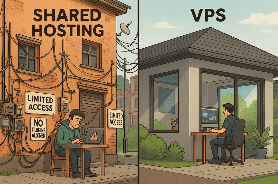 Two people sitting at an outdoor table in front of a building