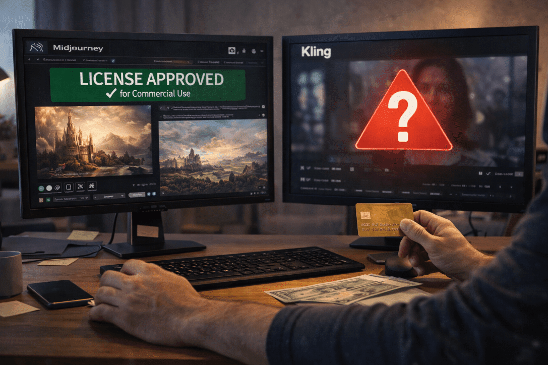 Man at desk with two computer monitors in office
