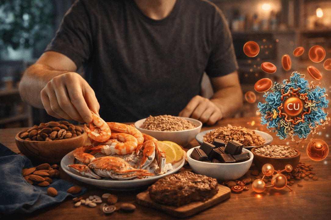 Man dining with various food bowls