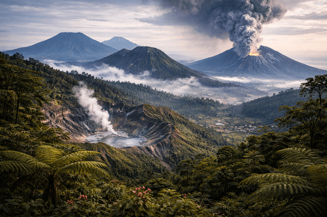 Large plume of smoke rising from West Java volcano
