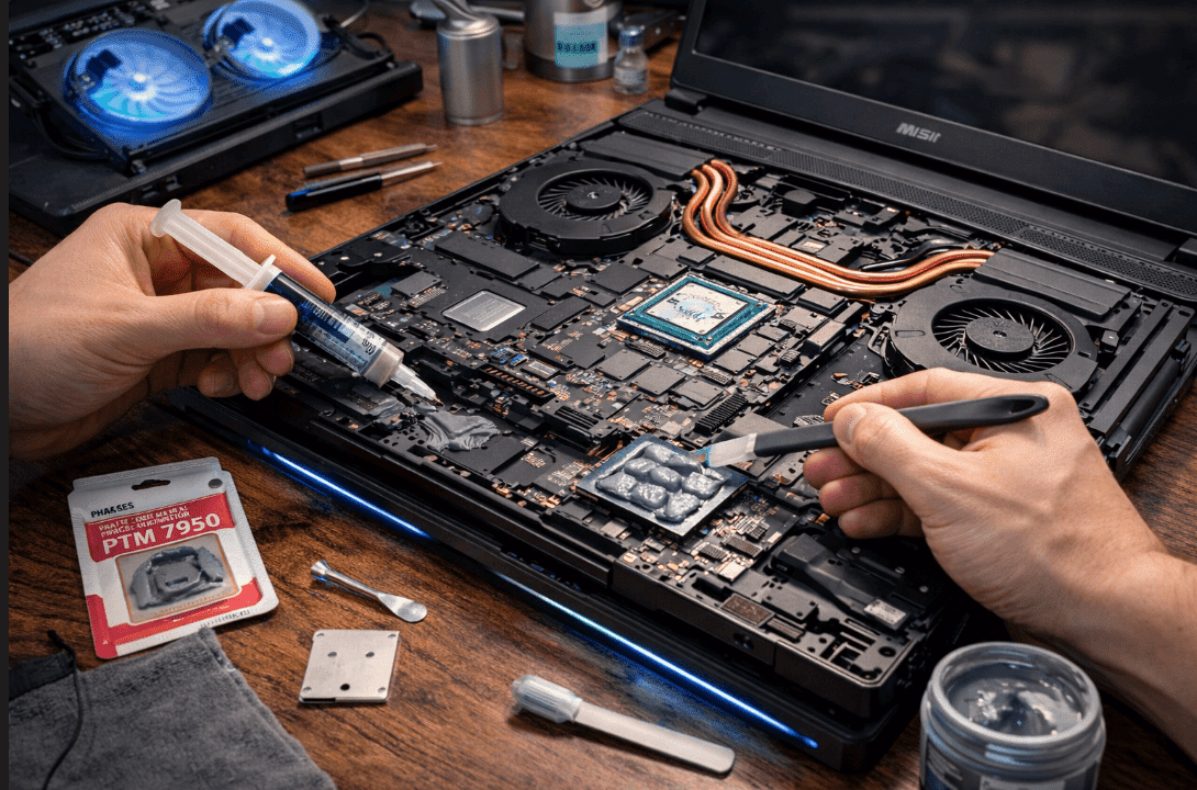 Man using MSI GE66 Raider gaming laptop