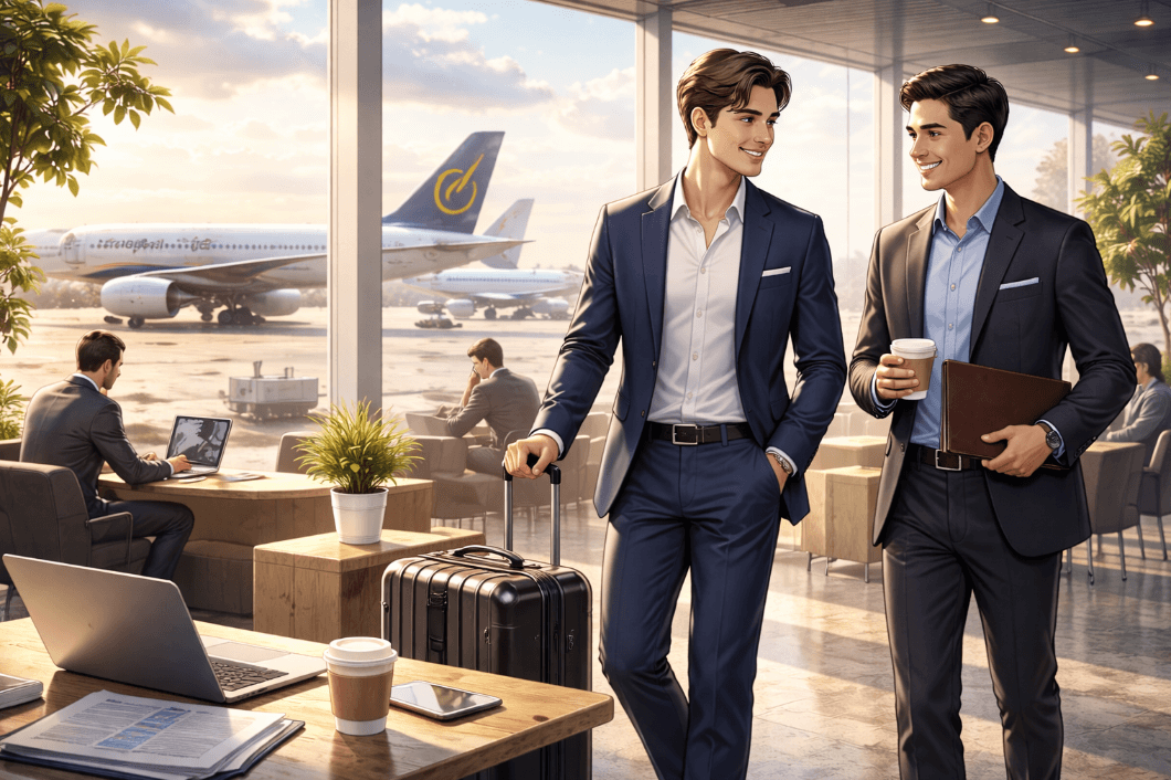 Two businessmen standing together