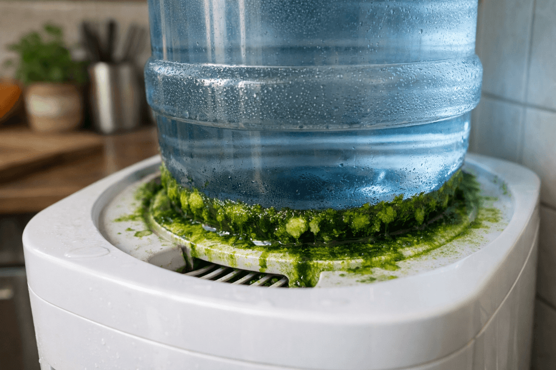 Galon air isi ulang di dispenser