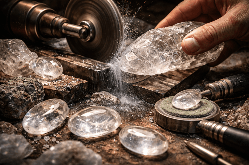 Seorang ahli sedang membentuk atau memoles