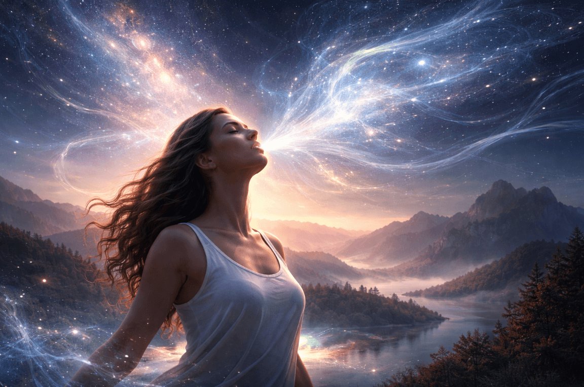 Woman gazing at a star-filled sky
