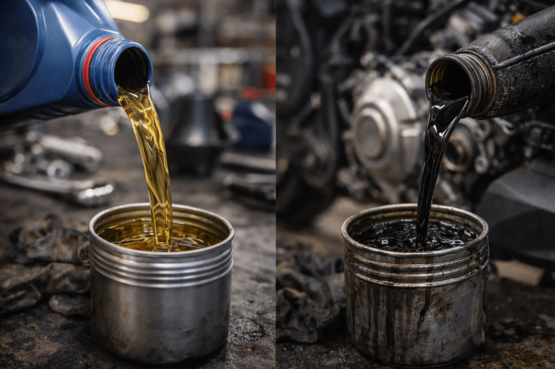 Oli motor dituang ke dalam kaleng