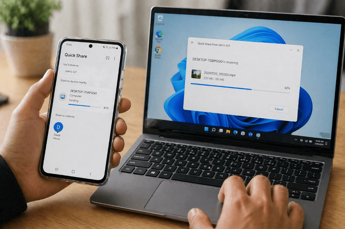 Seseorang memegang ponsel di samping